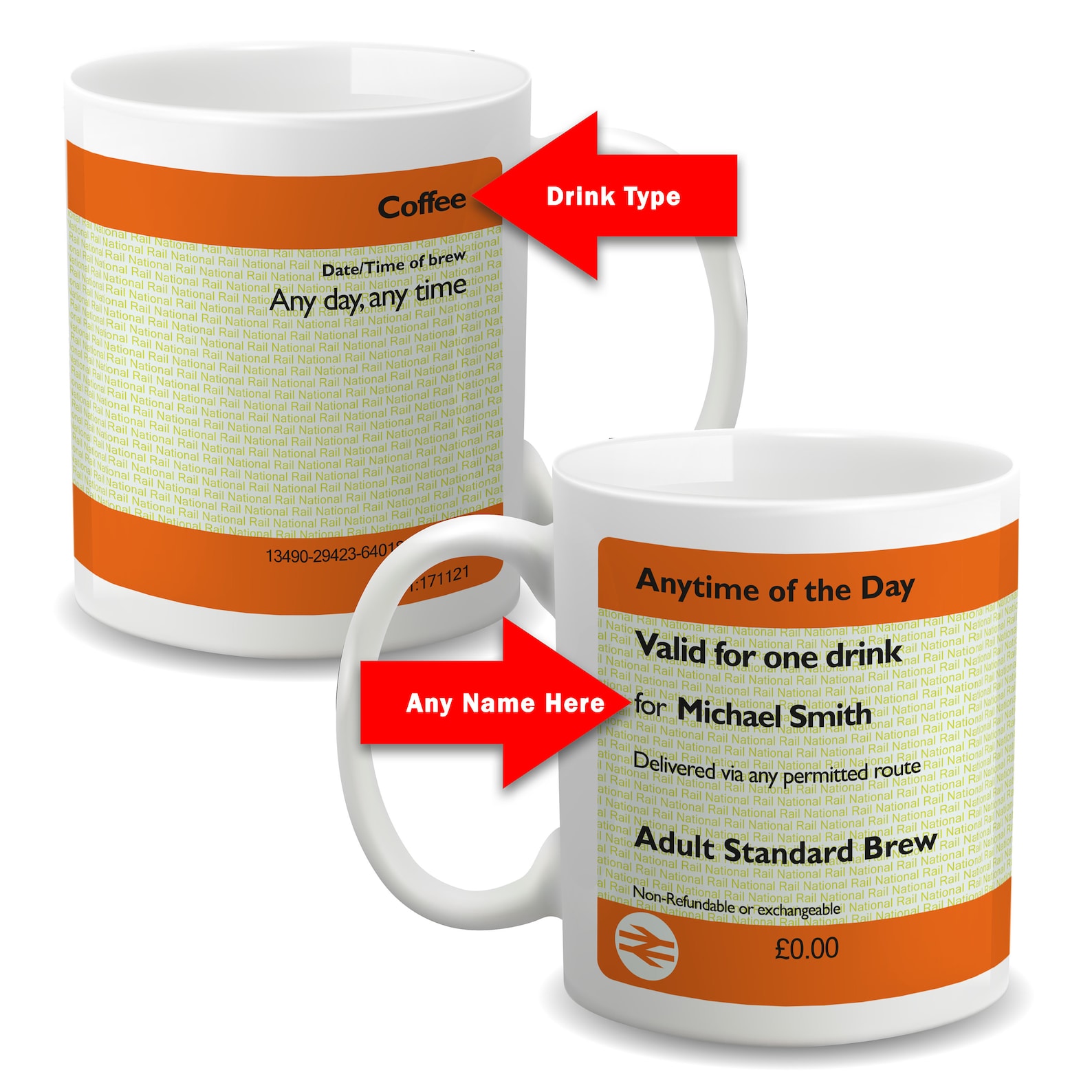 Personalised British Railway Ticket Mug