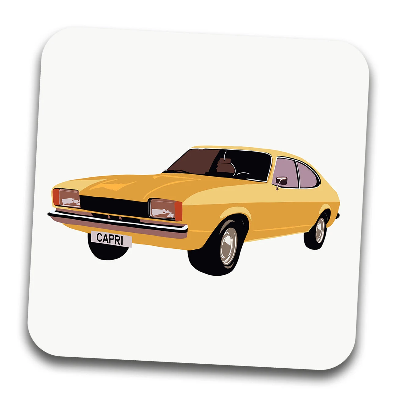 Original Classic Car Illustrations 95mm Square Cork Backed CoastersFord Capri
