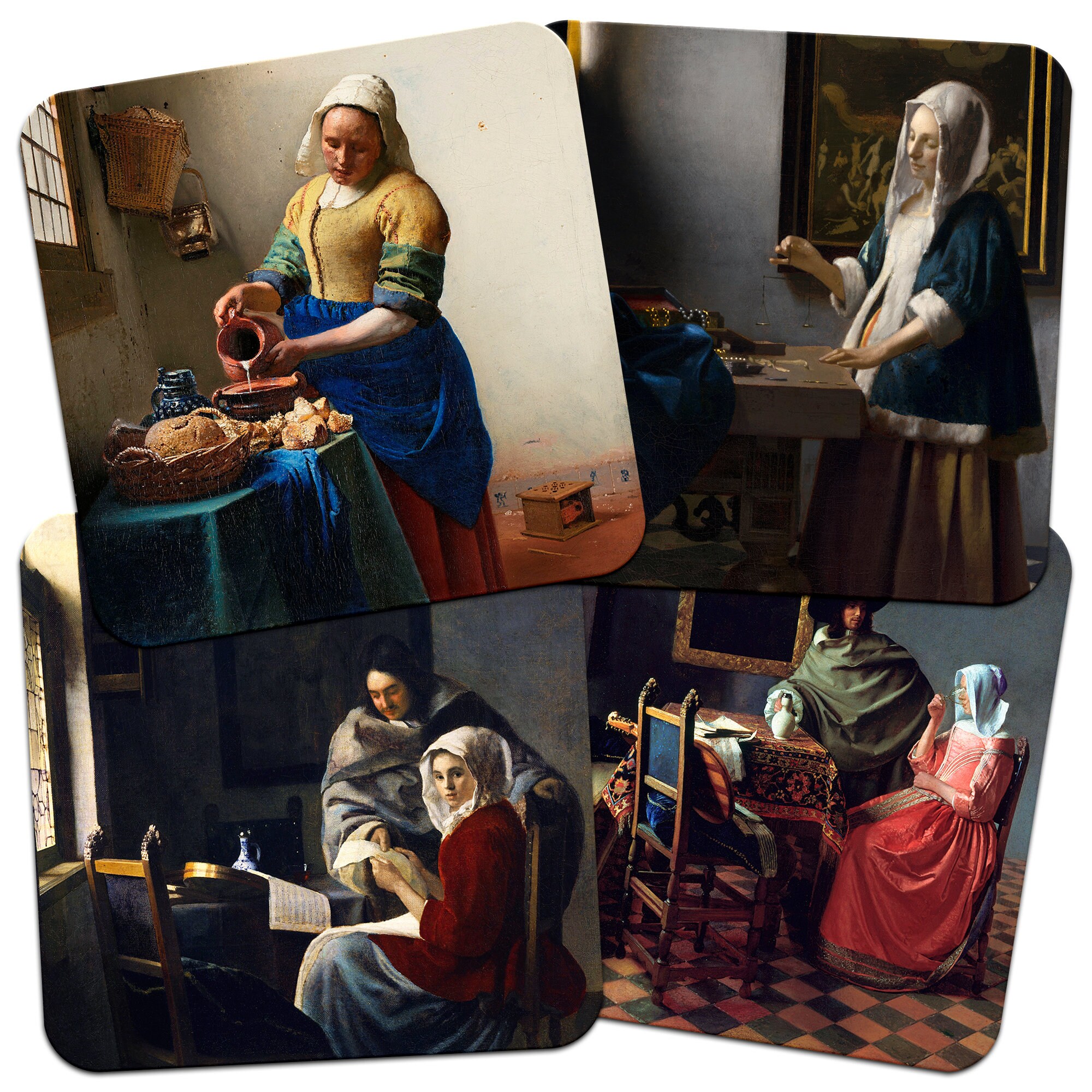 Vermeer 95mm Square Cork Backed Coaster Set of 4